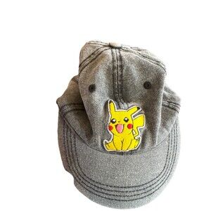 Pokemon Pikachu Hat Cap Strap Back Gray One Size Adjustable